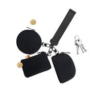 Cartera de crash de llavero - Diseño de la funda, cierre duradero con cremallera, material portátil ligero, tamaño compacto | Pequeño bolso para mujeres, viajes, deportes, al aper, multicolor, Black