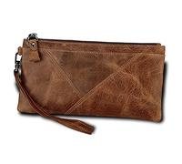 Cartera de Cuero Cartera de Cuero Crazy Horse para Hombre Bolso para Tarjetas de Color a Mano Mano Multifuncional para Hombres (Color : Brown)