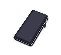 Cartera de Cuero Cartera de Cuero Genuino Bloqueo RFID Bolso de Embrague Monedero Titular de la Tarjeta Monedero Cremallera Carteras Largas Masculinas (Color : Schwarz)