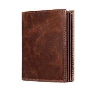 Cartera de Cuero Cartera de Cuero Genuino Plegable para Hombres Múltiples Ranuras para Tarjetas Monedero Estuche para Tarjetas antimagnético Vertical Engrosado Gran Capacidad (Color : Schwarz)