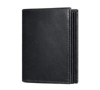 Cartera de Cuero Cartera de Cuero Genuino Plegable para Hombres Múltiples Ranuras para Tarjetas Monedero Estuche para Tarjetas antimagnético Vertical Engrosado Gran Capacidad (Color : Schwarz)
