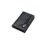 Cartera de Cuero Cartera Inteligente Titular de la Tarjeta de crédito Carteras de Metal Delgadas y Delgadas para Hombres Pasar Secreto Pop Up Cartera Minimalista Pequeño Monedero Negro (Color: A)