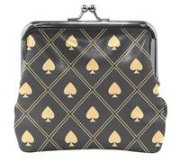 Cartera de cuero chic con hebilla para mujer con cierre de beso, Pique dorado chic, Clásico, Pica dorada chic, Clásico