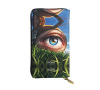 Cartera de cuero con cremallera de ojo misterioso, bolsa de mano de 7.5 x 4.1 pulgadas de largo, múltiples compartimentos y gran capacidad, un buen regalo para amigos