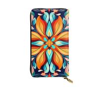 Cartera de cuero con diseño de guirnalda colorida creativa, monedero de 7.4 x 4.13 pulgadas de largo con cremallera, práctica cartera de viaje para dinero en efectivo