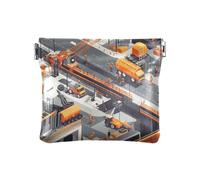Cartera de cuero con diseño de vehículos de construcción, organizador de tarjetas para mujer, Camión mezclador de concreto para construir puentes, 1 size, Moderno