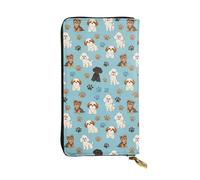 Cartera de cuero con diseño de Yorkshire Terrier, Maltés y Biewer Terrier, color chocolate. Bolso de mano personalizado para mujer, ideal para cumpleaños, aniversarios y San Valentín. Medidas: 4,13 x