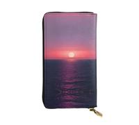 Cartera de cuero con patrón de fuegos artificiales para mujeres y hombres, billetera grande con 12 ranuras para tarjetas, cartera para pasaporte, Bright Moon at Sea Hippie, Talla única