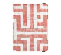 Cartera de cuero con patrón de laberinto blanco y rojo para pasaporte de viaje con ranura para tarjeta de vacunación, soporte para pasaporte combinado con ranura para tarjeta de vacunación,