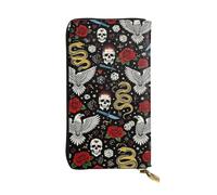 Cartera de cuero Cool Rock Wild Eagle Red Rose Skull Floral con diseño de águila salvaje, bolso personalizado para mujer, regalo de cumpleaños, aniversario o San Valentín, 4.13 x 7.48 pulgadas.