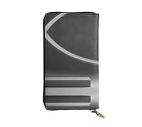 Cartera de cuero de primera calidad con diseño de margaritas en rocas, elegante cartera larga con cierre de cremallera, carteras ideales para uso diario, Tono gris frío, Talla única