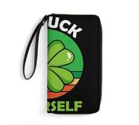 Cartera de cuero Go Luck Yourself Shamrocks St Patrick para mujer, moda Lo