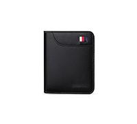 Cartera de Cuero Moda Ultra Delgada Cartera Corta Hombres Mujeres Pequeña Cartera Sólida Mini Tarjetero Simple Monedero Masculino Bolso Informal (Color : Schwarz)