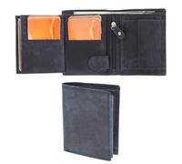 Cartera de cuero para hombre, billetera Billfold con 9 titulares, 2 bolsillos de billetes, bolsillo con cremallera, bolsillo para monedas, 3 cajas de identificación, billetera RFID para hombre, azul