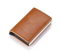 Cartera de cuero para hombre, billetera inteligente RFID, soporte antirrobo seguro para mujer, monedero pequeño, tarjetero de identificación bancaria, estuche fino de metal, bolso con clip para tarje