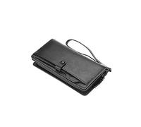 Cartera de Cuero para Hombre Carteras Largas de Moda Diseño con Cremallera Tarjetero Monedero de Cuero Monedero sólido Monedero Masculino (Color : Schwarz)