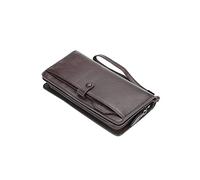 Cartera de Cuero para Hombre Carteras Largas de Moda Diseño con Cremallera Tarjetero Monedero de Cuero Monedero sólido Monedero Masculino (Color : Schwarz)