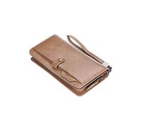 Cartera de Cuero para Hombre Carteras Largas de Moda Diseño con Cremallera Tarjetero Monedero de Cuero Monedero sólido Monedero Masculino (Color : Schwarz)