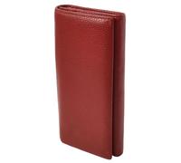 Cartera de cuero para mujer con ranuras para tarjetas y notas Arlo, Red | Múltiples ranuras para tarjetas, compartimento para billetes, bolsillo con cremallera, diseño plegable, estilo sobre