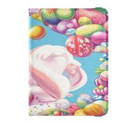 Cartera de cuero para pasaporte, impermeable, para mujeres y niñas, lindo libro de pasaporte, viajes, conejito de Pascua, caramelos, Conejito de Pascua, 1 size, Casual