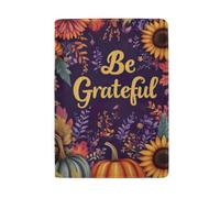 Cartera de cuero para pasaporte para mujer, Be Grateful Autumn Floral
