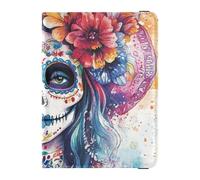 Cartera de cuero para pasaporte y tarjeta de vacuna Mexican Day of Dead Beautiful Lady para mujer, Mexican Day of Dead Beautiful Lady, 1 size, Mexican Day Of Dead Beautiful Lady, talla única