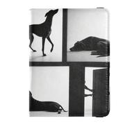 Cartera de cuero para pasaporte y tarjeta de vacunación, cartera de viaje con ranura para tarjeta de vacunación, soporte para pasaporte para mujeres y hombres, impermeable, Collage de silueta de perro