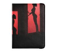 Cartera de cuero para pasaporte y tarjeta de vacunación, cartera de viaje con ranura para tarjeta de vacunación, soporte para pasaporte para mujeres y hombres, impermeable, Arte de silueta mística, 1