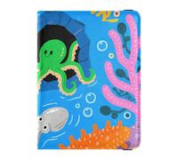 Cartera de cuero para pasaporte y tarjeta de vacunación, cartera de viaje con ranura para tarjeta de vacunación, funda para pasaporte para hombres y mujeres, impermeable, Ocean Creature Cave Fun, 1