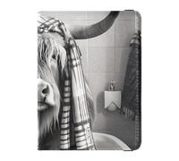 Cartera de cuero para pasaporte y tarjeta de vacunación, cartera de viaje con ranura para tarjeta de vacunación, soporte para pasaporte para viajes, esencial, impermeable, Highland Cow Artistic Black