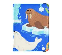 Cartera de cuero para pasaporte y tarjeta de vacunación, cartera de viaje con ranura para tarjeta de vacunación, soporte para pasaporte para mujeres y hombres, impermeable, Ocean Creature Fun, 1 size