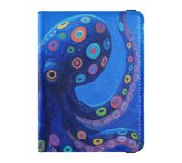 Cartera de cuero para pasaporte y tarjeta de vacunación, cartera de viaje para pasaporte para hombres y mujeres, impermeable, Arte de mar profundo, 1 size, Moderno