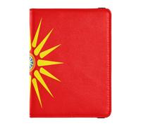 Cartera de cuero para pasaporte y tarjeta de vacunación, cartera de viaje para pasaporte para mujeres y hombres, impermeable, Bandera con símbolo del Kurdistán, 1 size, Moderno