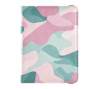 Cartera de cuero para pasaporte y tarjeta de vacunación, cartera para pasaporte de viaje, soporte para pasaporte para hombres y mujeres, impermeable, Camuflaje cian, 1 size, Moderno