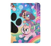 Cartera de cuero para pasaporte y tarjeta de vacunación, cartera para pasaporte de viaje, soporte para pasaporte para hombres y mujeres, impermeable, Arte de galaxia de pata de perro, 1 size, Moderno