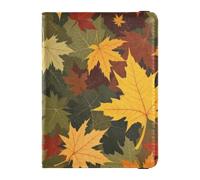 Cartera de cuero para pasaporte y tarjeta de vacunación, cartera para pasaporte de viaje, soporte para pasaporte para hombres y mujeres, impermeable, Patrón de camuflaje con textura de hoja de arce, 1