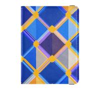 Cartera de cuero para pasaporte y tarjeta de vacunación, cartera para pasaporte de viaje, soporte para pasaporte para hombres y mujeres, impermeable, Color de cuadros diagonales, diseño de bloque, 1