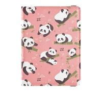 Cartera de cuero para pasaporte y tarjeta de vacunación, combo de cartera de viaje para pasaporte con ranura para tarjeta de vacunación para hombres y mujeres, impermeable, Panda Oriental Cane Blush