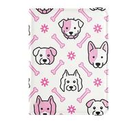 Cartera de cuero para pasaporte y tarjeta de vacunación, con ranura para tarjeta de vacunación, funda para pasaporte con bloqueo RFID, para mujeres y hombres, impermeable, Dog Bone Blush Repeat Art, 1