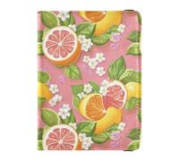 Cartera de cuero para pasaporte y tarjeta de vacunación, funda para pasaporte de viaje con bloqueo RFID para mujeres y hombres, impermeable, Patrón de rubor cítrico, 1 size, Moderno