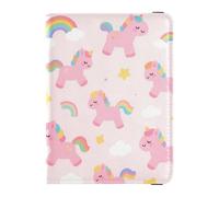 Cartera de cuero para pasaporte y tarjeta de vacunación, funda para pasaporte de viaje con bloqueo RFID, impermeable para hombres y mujeres, Enchanted Mare Blush Repeat Art, 1 size, Moderno