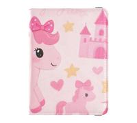 Cartera de cuero para pasaporte y tarjeta de vacunación, funda para pasaporte de viaje con bloqueo RFID para mujeres y hombres, impermeable, Patrón de castillo de pony rubor, 1 size, Moderno