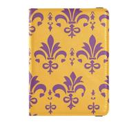 Cartera de cuero para pasaporte y tarjeta de vacunación, funda para pasaporte, documentos de viaje, cartera para pasaporte, para hombres y mujeres, impermeable, Línea morada retro, 1 size, Moderno