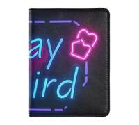 Cartera de cuero para pasaporte y tarjetas de vacunación, organizador de documentos de viaje, funda protectora para pasaporte, funda tipo cartera para hombres y mujeres, impermeable, Estilo Stay Weird