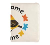 Cartera de cuero para pasaporte y tarjetas de vacunación, organizador de documentos de viaje, protector para pasaporte para mujeres y hombres, impermeable, Welcome Home Cute Cartoon Bird 5, 1 size