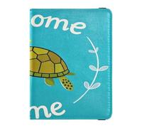 Cartera de cuero para pasaporte y tarjetas de vacunación, organizador de documentos de viaje, protector para pasaporte para mujeres y hombres, impermeable, Welcome home Cute Cartoon Turtle 1, 1 size