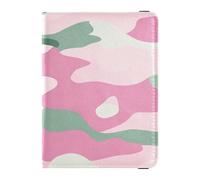 Cartera de cuero para pasaporte y tarjetas de vacunación, organizador de documentos de viaje, protector para pasaporte, esencial e impermeable, Camuflaje verde menta, 1 size, Moderno