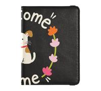Cartera de cuero para pasaporte y tarjetas de vacunación, organizador de documentos de viaje, protector para pasaporte para mujeres y hombres, impermeable, Welcome Home Cute Cartoon Dog4, 1 size