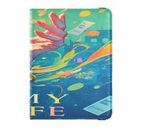 Cartera de cuero para pasaporte y tarjetas de vacunación, organizador de documentos de viaje, protector para pasaporte para mujeres y hombres, impermeable, gesto de la mano My Life, 1 size, Moderno