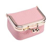 Cartera de cuero - Pequeña cremallera Currency Pouch, Classic Change Almacenamiento Case | Detalle de grano suave retro, tema de viaje de bolsa, función de cierre de diapositiva suave, ajusteme, rosa